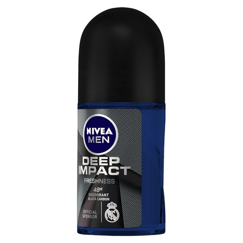 NIVEA - Men Deodorant Roll On, Deep Impact Freshness, 48 h Anti Perspirant Freshness (50mL)