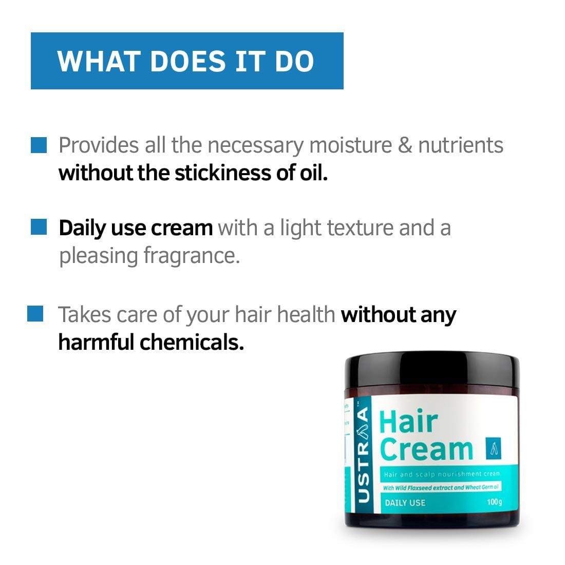 Ustraa Hair Cream for men - Daily Use - 100g