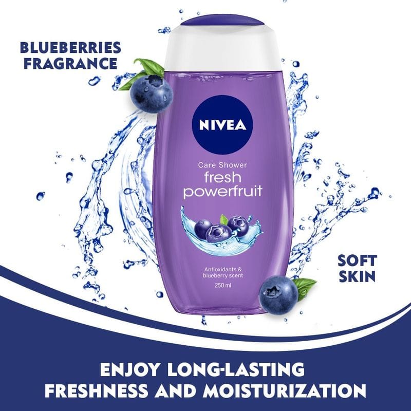 NIVEA - Body Wash, Fresh Powerfruit Shower Gel, with Antioxidants & Blueberry Scent (250ML)