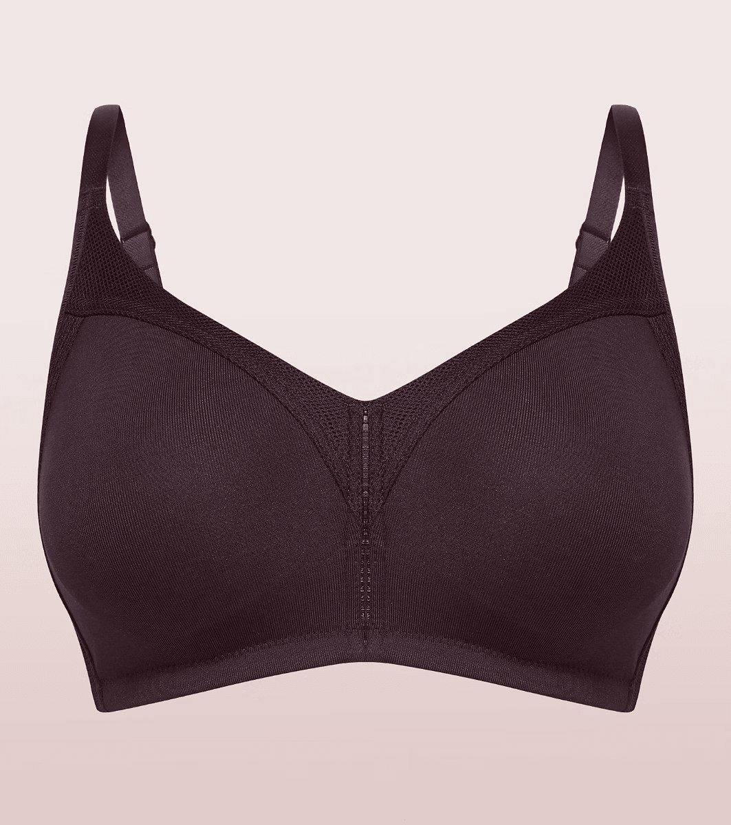 Enamor - M-FRAME JIGGLE CONTROL FULL SUPPORT STRETCH COTTON (Color - Black) BRA (AB75) 01N