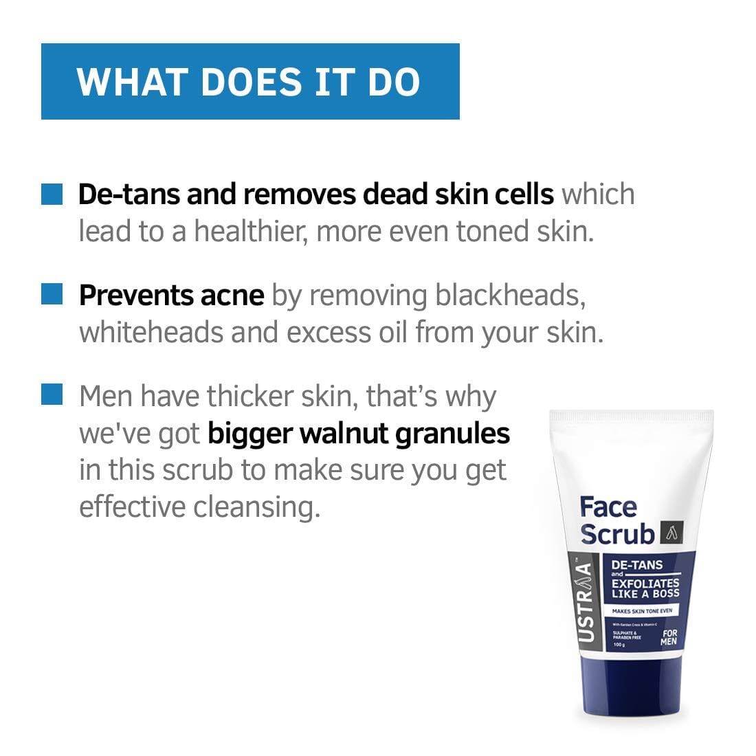 Ustraa Face Scrub for de-Tan For Men - (100g)