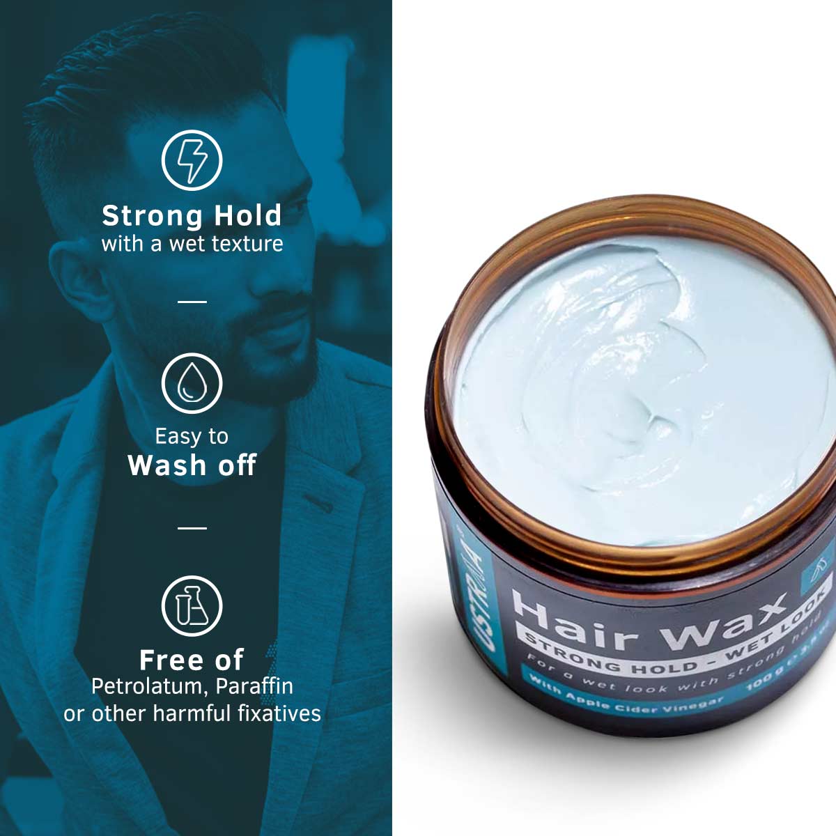 Ustraa Hair Wax - Strong Hold, Wet Look - 100g