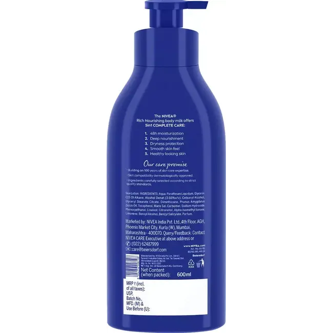 Nivea - Nourishing Body Milk 48h Intense Moisture 5 In 1 Complete Care Lotion (600ML)
